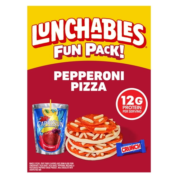 Lunchables Pepperoni Pizza with Capri Sun Fruit Punch and Crunch Bar Fun Pack, 4.7 oz & 6 fl oz Package