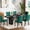 Black Table+green Chairs, variant on 63"-79" Travertine Oval Extendable Dining Table Set with 4 Grey Chairs, 5 Piece Expandable Kitchen Table Set for 4 People, Modern Space-Saving Dining Room Table Set with Double Pedestal Base