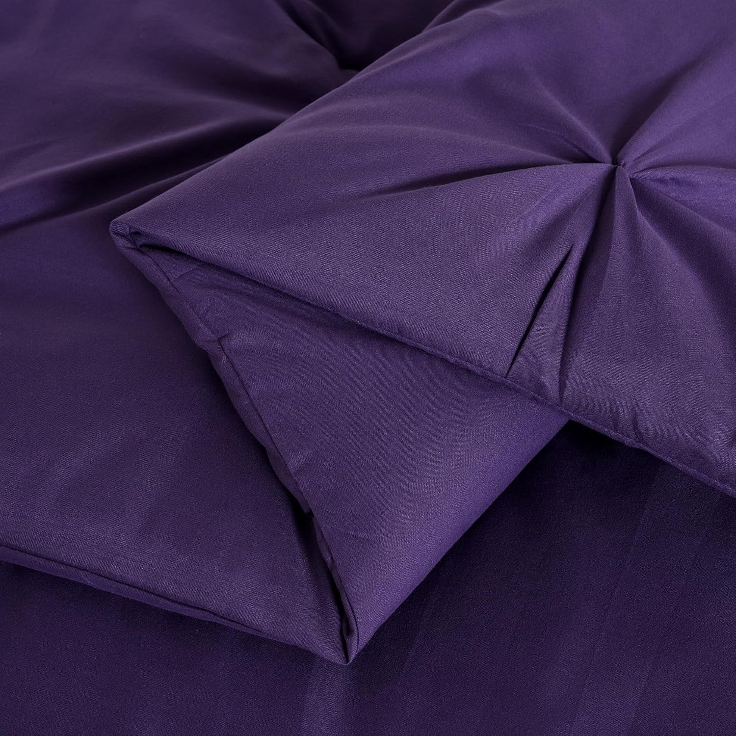Chezmoi Collection Sydney 7-Piece Pinch Pleat Comforter Set, Lightweight Pintuck Bedding for All Season, Queen, Purple