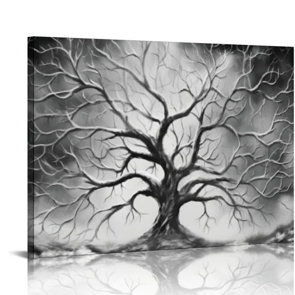 COMIO Tree of Life Wall-Art Living Room - Black and White Abstract Wall Art - Large Framed Wall Art