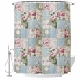 thumbnail image 2 of Green Blue Pink Botanical Waterproof Fabric Shower Curtain,Spring Floral Vintage Waterproof Fabric Shower Curtain for Bathroom Curtains Bathtubs Hotel Shower Curtains with 12 Hooks Long 72x78in, 2 of 8