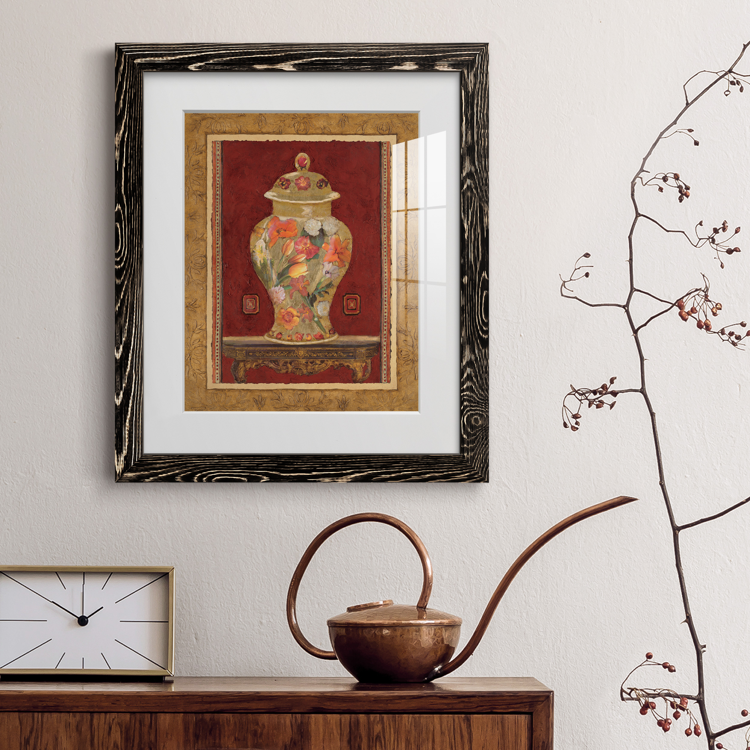 Romantic Urn II - Premium Framed Print - Ready to Hang - 20 x 24 - Black Frame