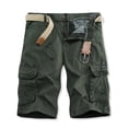 thumbnail image 2 of WWV Cargo Shorts Men's Mens Work Shorts Pockets Zipper Button Shorts Solid Color Fashion Casual Loose Fit Outdoor Sports Workwear Pants Army Green L, 2 of 4