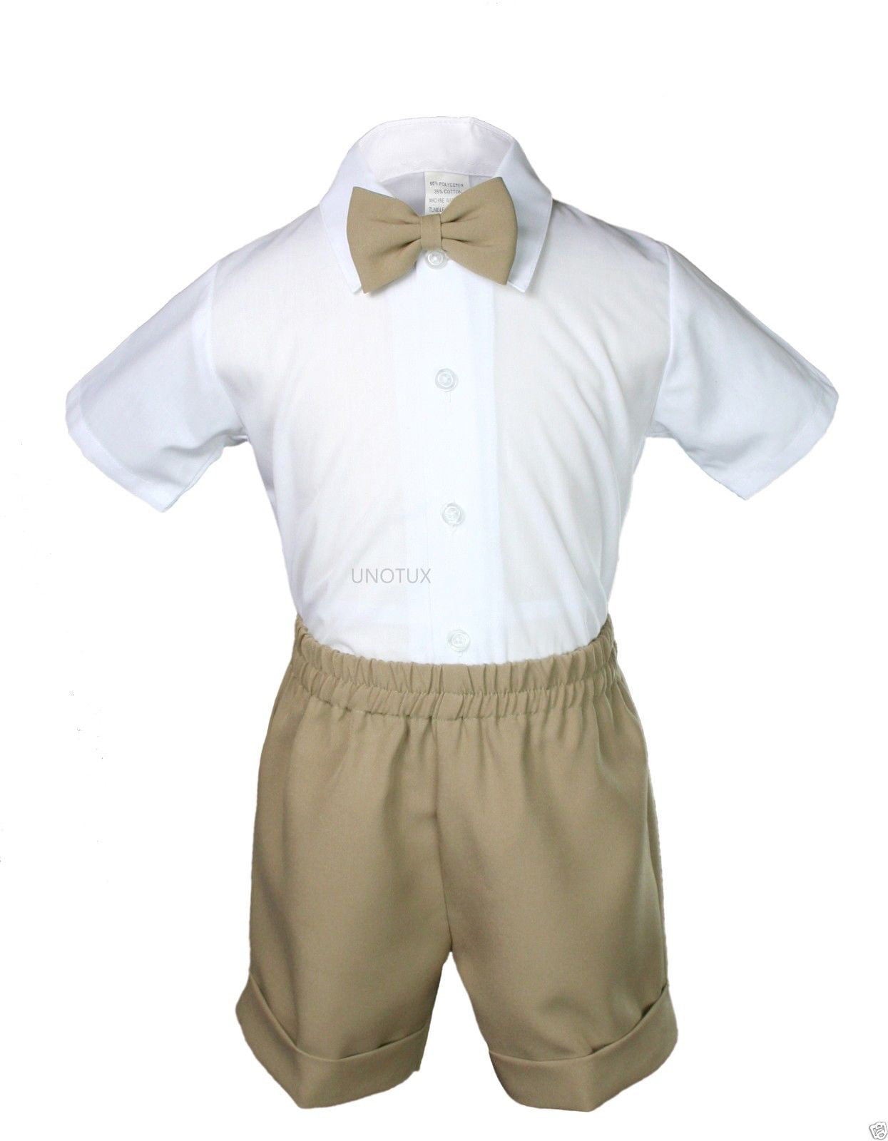 Khaki New Boy Infant & Toddler Eton Formal  Vest Shorts Suit  S M L XL 2T 3T 4T 