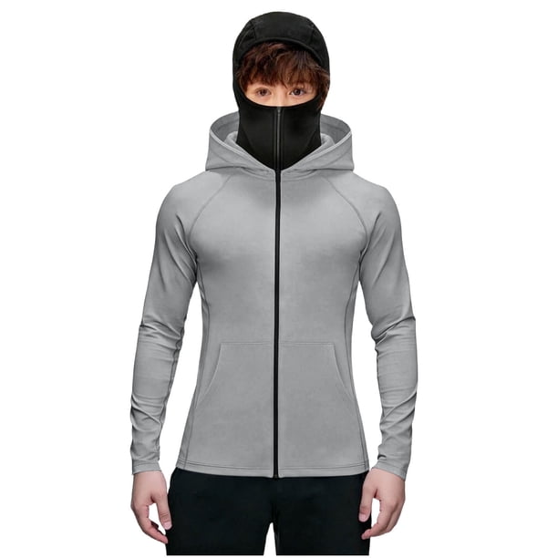 Chaqueta deportiva de invierno para niños, de color liso, de manga larga, con capucha, informal, con cremallera y bolsillos, de poliéster.