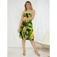 thumbnail image 2 of LA LEELA Women's Summer Smocked Mini Flowy Beach Tube Dress One Size Black, Leaves, 2 of 4