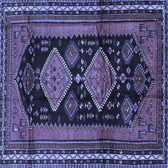Ahgly Company Indoor Square Persian Blue Traditional Area Rugs, 7' Square