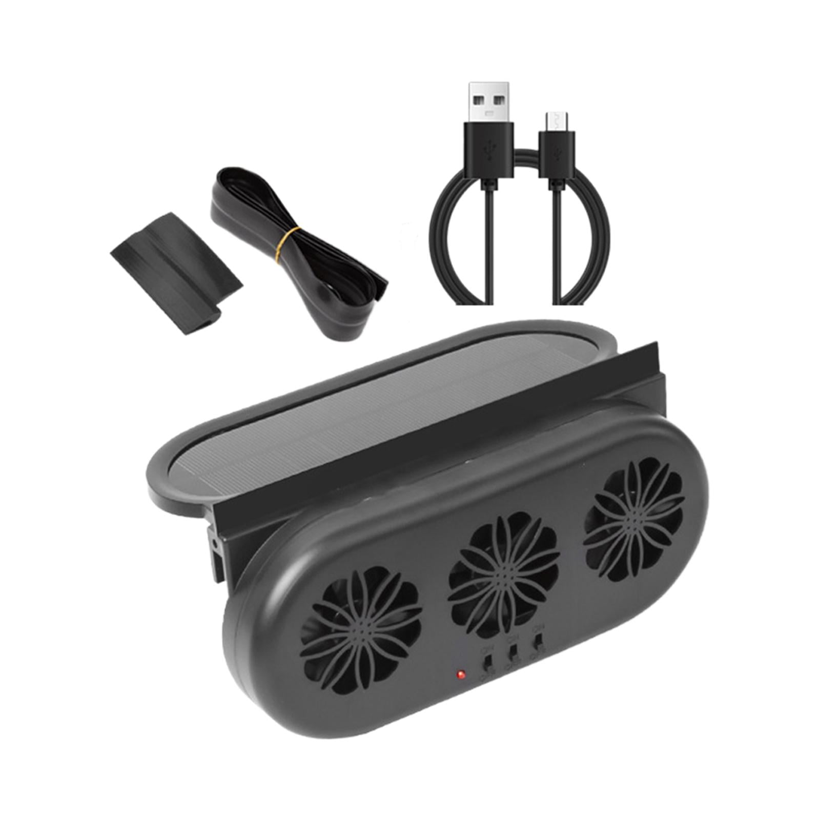 Baoblaze Car Solar Powered Window Exhaust Fan Portable Fan Vehicle Cooling Fan Black