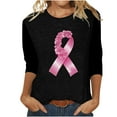 thumbnail image 3 of DDAPJ pyju Womens Breast Cancer Awareness Shirt 3/4 Length Sleeve Womens Tops Casual Loose Fit Blouse Tees Ofertas Hoy Liquidación Black M, 3 of 5