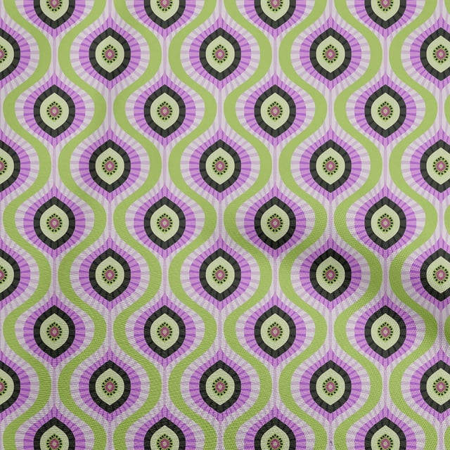 oneOone Cotton Poplin Light Green Fabric Ogee Fabric For Sewing Printed Craft Fabric By The Yard 56 Inch Wide