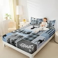 thumbnail image 4 of Manfei Wild Deer Bear Full Size Sheets,Weatern Farm Cabin Bed Sheets,Patchwork Geometric Checkered Sheet Sets For Kids,Ultra Soft Home Decor,4pcs, 4 of 7