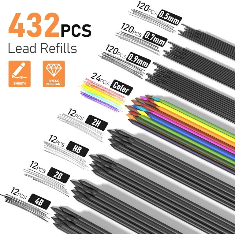 Four Candies Metal Mechanical Pencil Set, 6PCS Artist Drawing