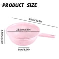thumbnail image 3 of 12.6 Inch Plastic Colander with Long Handle Round Kitchen Strainer Basket Hollow Drain Basket for Washing Vegetables Rice Washing Sieve for Kitchen Prep, Round Perforated Drainage Basket,Pink, 3 of 4