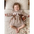 thumbnail image 4 of RUINIXCW Kids Toddler Baby Girl Football Dress Outfit Infant Baby Girl Fall Gingham Plaid Dress Clothes Rugby Embroidery Long Sleeve A-line Dress, 4 of 9