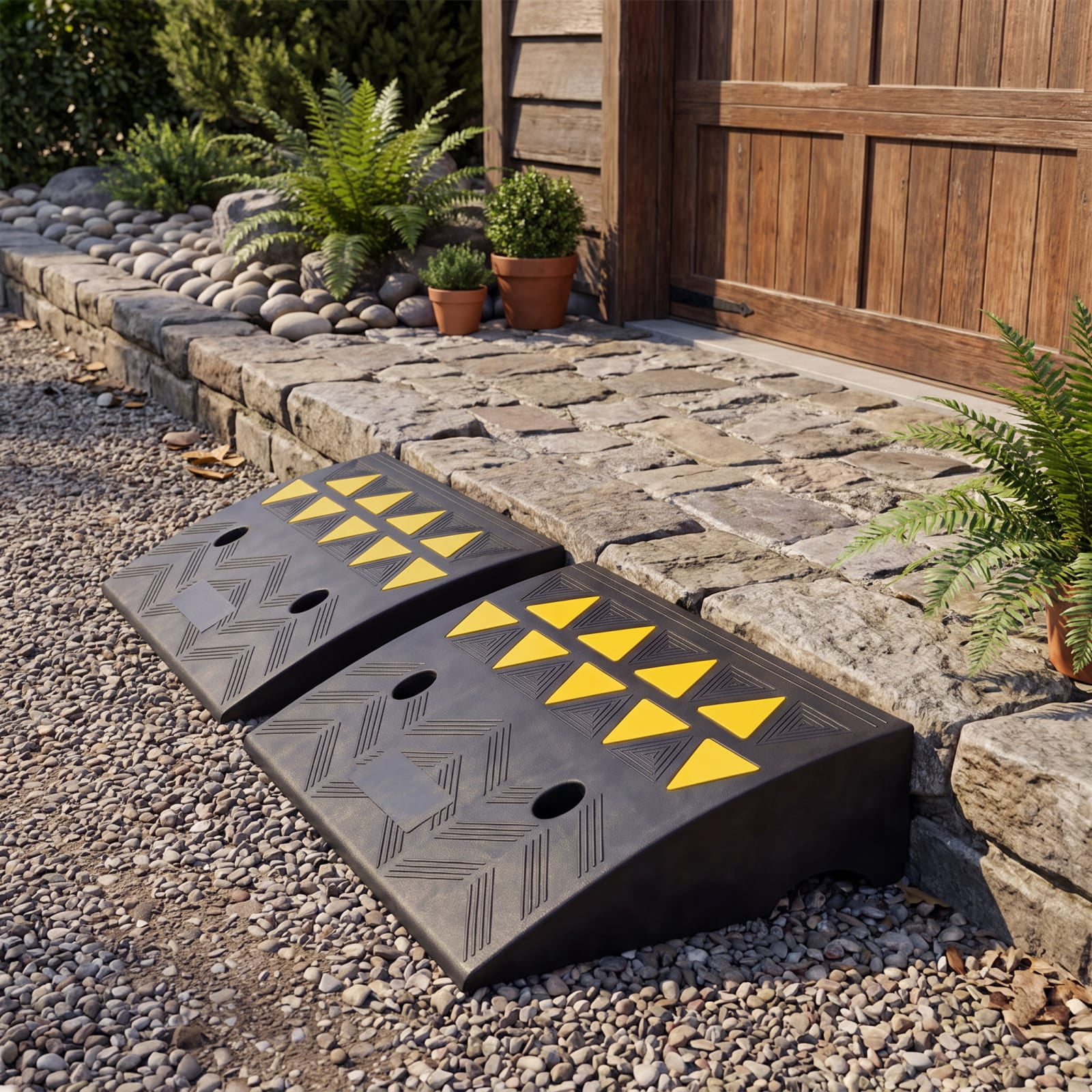 Biotree Driveway Threshold Ramps with 5 Inch Rise for Medium Trucks, 2 Pcs, Black