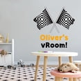 thumbnail image 1 of Sports Personalized Wall Decals for Boys Bedroom - Waving Checkered Flags DIY & Creativity Custom Name Wall Sticker - Size: 36 In x 40 In, 1 of 4