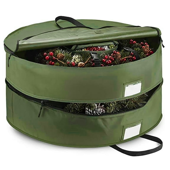 JGJJUGN 30in Double Layer Cloth Christmas Tree Storage Bag Wreath Organizer Protective Bag for Holiday Decorations and Wrapping Paper