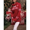 thumbnail image 6 of Womens Sweaters Dressy Casual Ugly Christmas Print Crew Neck Pullover Shirts Red M, 6 of 8