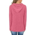 thumbnail image 4 of Casual Loose Fit Long Sleeve Hoodie With Ribbed Texture Sweatshirt, 4 of 8