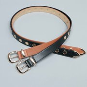 Zhuge Women's Vintage Leather Studded Belt, Fashion Punk Style Belt Perfect for Jeans, Dresses & Daily Outfits, 102cm, Black A