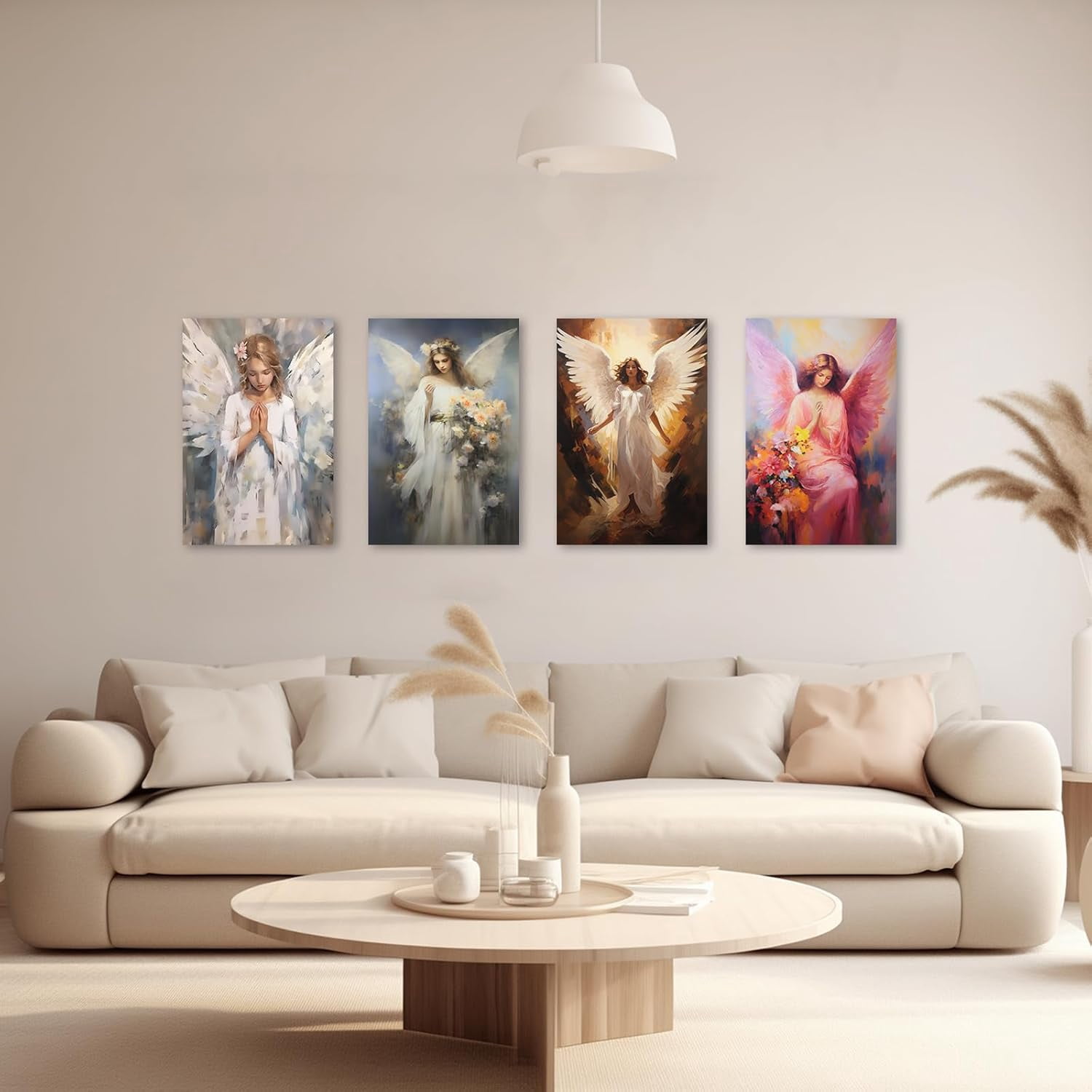 ZHONGYUTONG Angel Canvas Wall Art Angel Wing Painting Prints Elegant Girls Picture Abstract Vintage Artwork for Living Room Home Decor Framed (20.00" x 30.00")