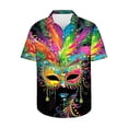 thumbnail image 3 of JURANMO 90% Off Clearance Sale Mens Hawaiian Shirts Novelty Mask Printed Tshirt Casual Short Sleeve Button Up Vacation Summer Tops Multicolor S, 3 of 6