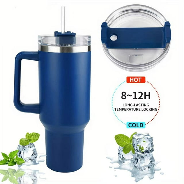 Bouteille d'Eau 2024 Dernière Tendance 40oz Grande Capacité avec Poignée et Couvercle à Paille, Bouteilles d'Eau en Acier Inoxydable Isolées Réutilisables Tasse de Voyage Tasse à Café-Gris Foncé
