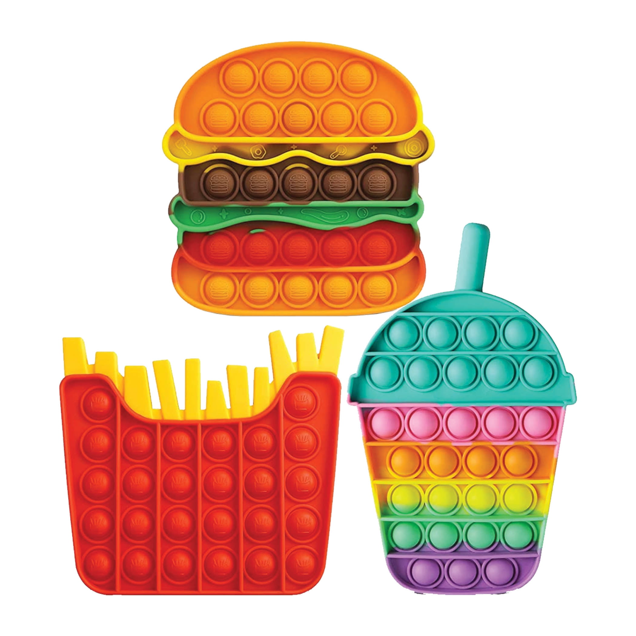 Zappeln Popular Stressabbau Spielzeug Pommes Frites Burger Bubble Sensory 3pack 