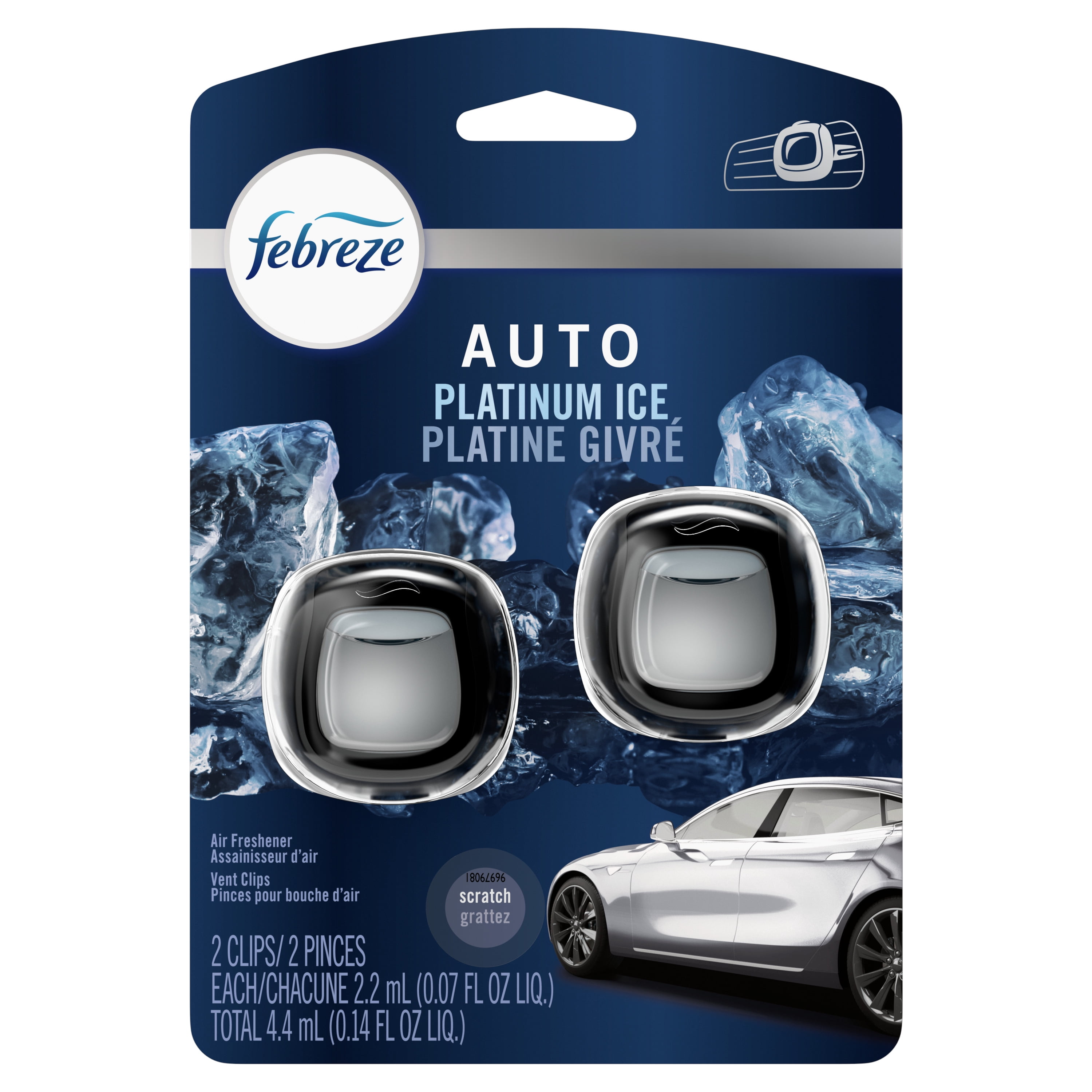 Febreze Car OdorEliminating Air Freshener, Platinum Ice