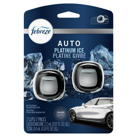 Febreze Car Odor-Eliminating Air Freshener, Platinum Ice, 2 ct