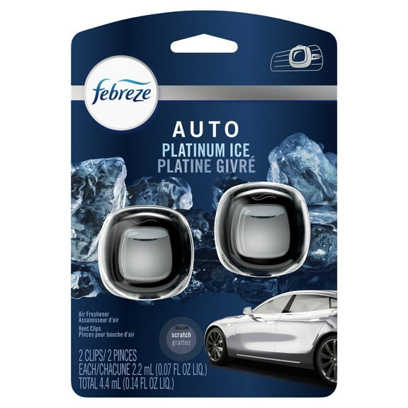 Febreze Car Odor-Eliminating Air Freshener, Platinum Ice, 2 ct