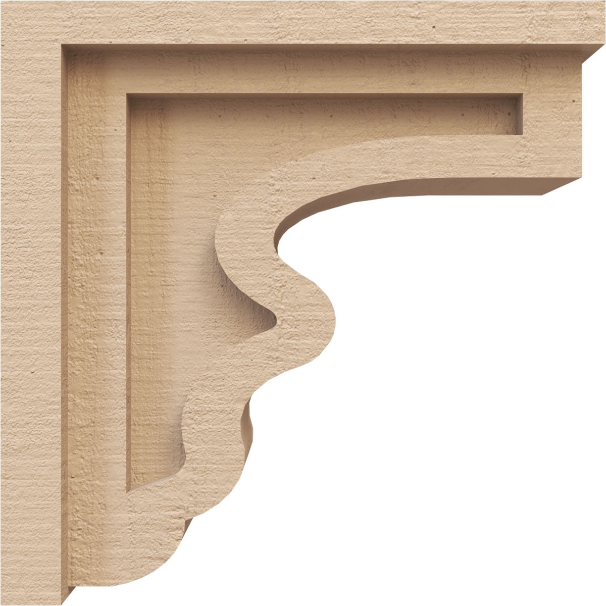 4"W x 8"D x 8"H Classic Highland Rough Cedar Woodgrain TimberThane Corbel, Primed Tan