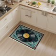 thumbnail image 2 of ODIKA 3'x5' Washable Throw Rug Stain Resistant, Low Profile, Non-Slip Vinyl Vintage Record Music Note Geometric Border Retro Concentric for Entryway, Kitchen, Mudroom, 2 of 7