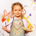 thumbnail image 3 of Pioneer Flower Floral Print Pattern Kids Aprons for Girls and Boys,Adjustable Neck Strap Toddler Aprons for Kids Cooking Baking, 3 of 7
