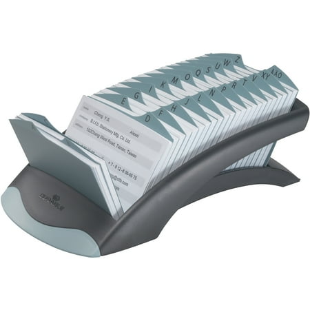 UPC: 0616528230050 | Durable TELINDEX Desk Address Card File  Holds 500 4 1/8 x 2 7/8 Cards  Graphite/Black -DBL241201