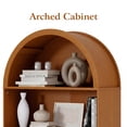 thumbnail image 4 of Aisword 71" Tall Arched Bookcases, 5-Tier Modern Farmhouse Bookshelf with Adjustable Shelves & Sliding Doors, Wood Display Storage Cabinet for Living Room, Office, Yellow, 4 of 7