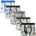 thumbnail image 1 of 5pcs Boys Cute Cartoon Pattern Comfortable Cotton Boxers, Elastic Comfy Underwears, 1 of 5