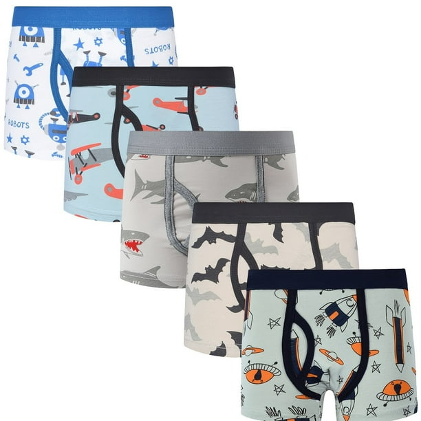 5pcs Boys Cute Cartoon Pattern Comfortable Cotton Boxers, Elastic Comfy Underwears