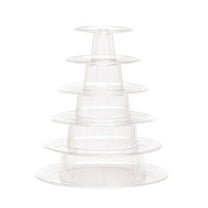 Dezsed Round Macaron Tower Stand Macaron Cake Display Stand 6-Layer Round Plastic Cake Tower Stand White