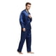 thumbnail image 3 of Tony & Candice Conjunto de pijama de satén clásico para hombre (azul grande con ribete blanco), 3 of 5