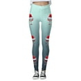thumbnail image 4 of Women Merry Christmas Leggings Trendy Xmas Hat Print Elastic High Waist Yoga Pants Stretchy Soft Comfy Workout Pj Tights, 4 of 5