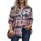 thumbnail image 2 of Camisa a cuadros de manga larga para mujer NikouMX con botones, 2 of 6