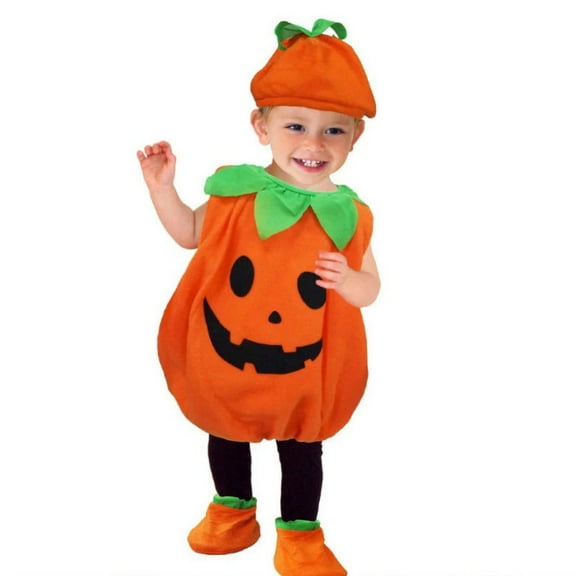 Esho 1-3Y Toddler Girls Boys Halloween Pumpkin Clothes With Hat, Kids Party Fancy Rompers Bodysuits Outfits