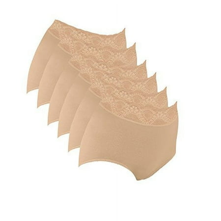Bali Women`s Lacy Skamp Brief,2744, 7,Nude (Pack of 6) 6 Nude