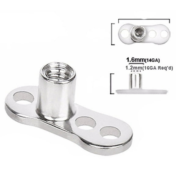 (Small) Micro Dermal Anchor Surgical Steel (316L) 14g (1.6mm) 1 Piece (D/14/C/7)