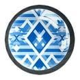 4 Packs Blue White Abstract Geometric Pattern Black Drawer Knobs 35mm