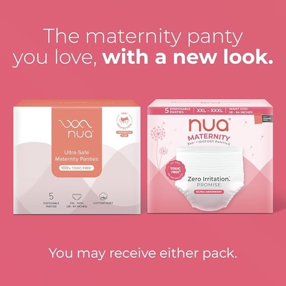 Nua 360° Comfort Maternity Panties XXL-XXXL (38-54 INCHES) | Pack of 5 | For Postpartum Bleeding and Clots | Absorbs Heavy Gushes | Zero Irritation | 4x Comfort | 360 Degree Protection