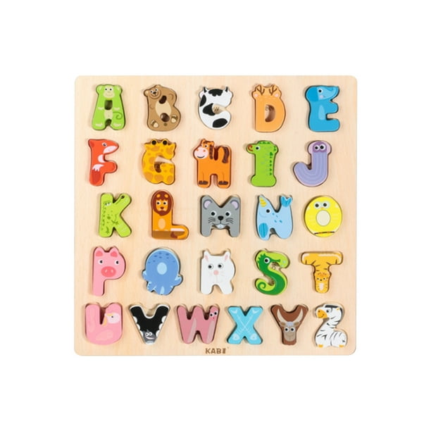 jovati Laisser le Puzzle Lettre, ABC Planche de Puzzle en Bois Cadeau Jouet  Parfait pour les Garçons 