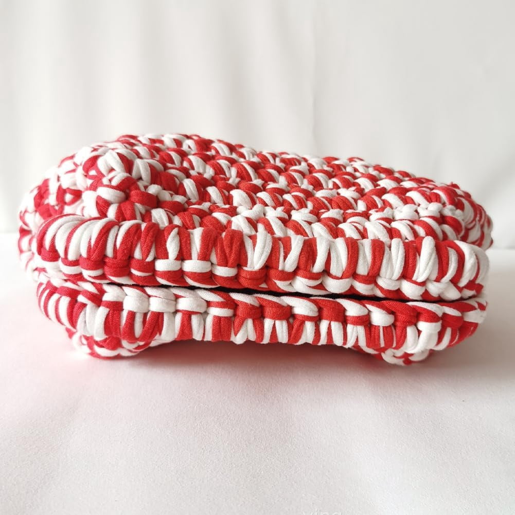Summer Beach Clutch Purses for Women Woven Crochet Handbags Dumpling Clutch Ruched Cloud Purse Casual Colorblock Bag