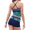 thumbnail image 3 of Women's Summer Striped Print V-neck Open Back Two Piece Swimsuit, 3 of 9